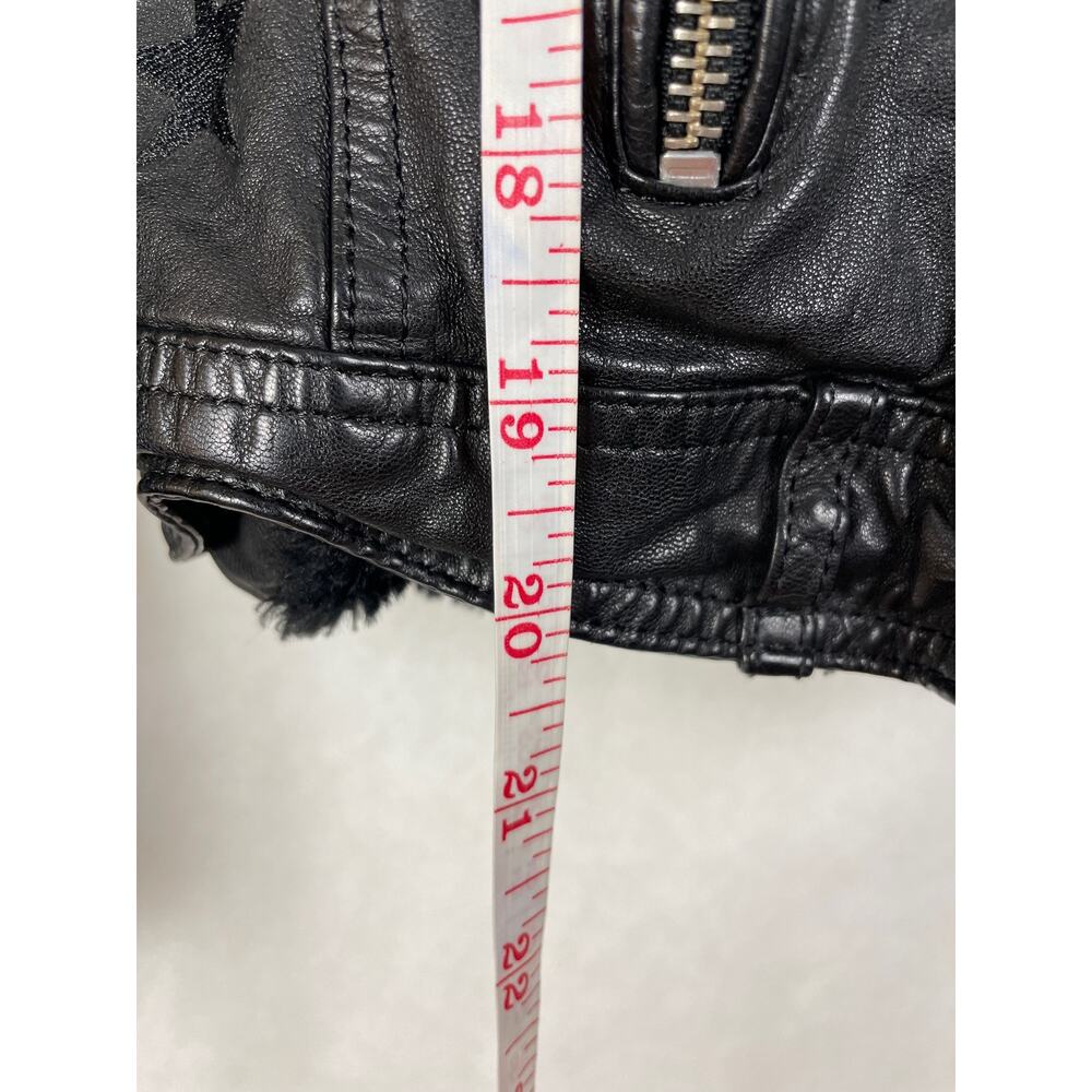 Samantha Sipos Seeing Stars black leather fur collar moto jacket XS Biker Glam - Picture 6 of 6